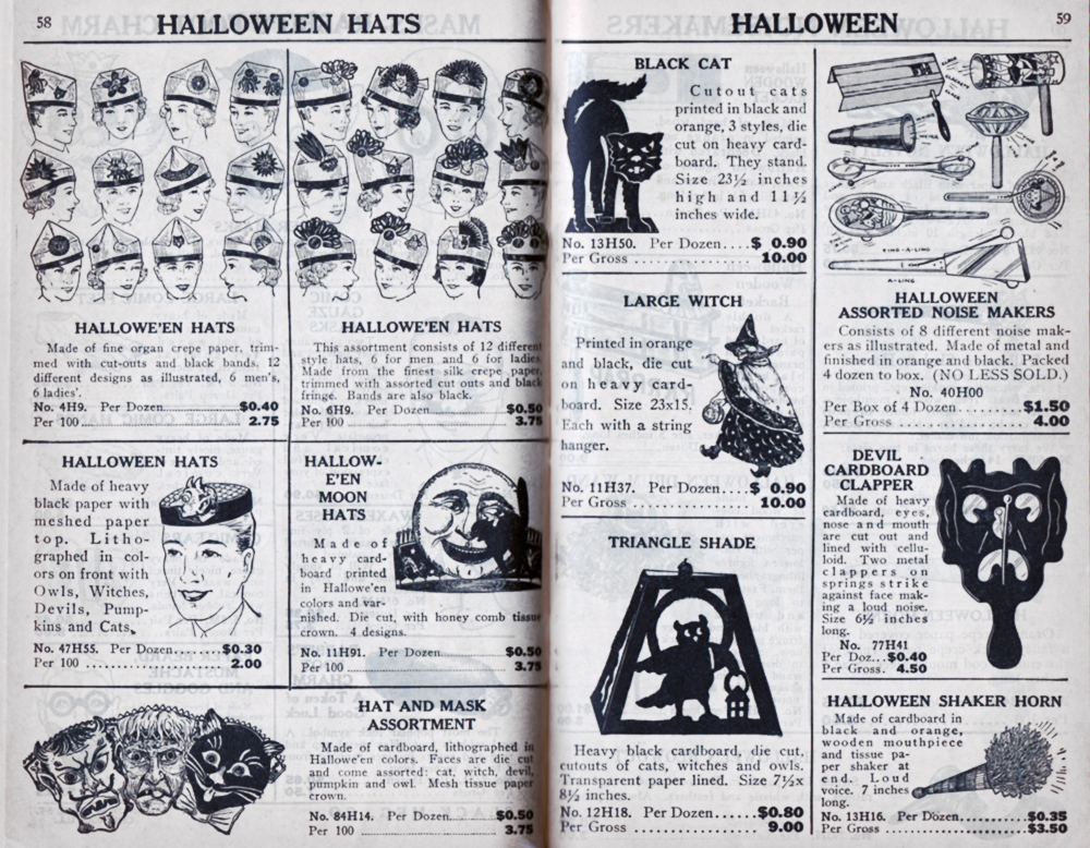 Slack MFG 1936 vintage novelty catalog held in the archive library of The Halloween Retrospect.