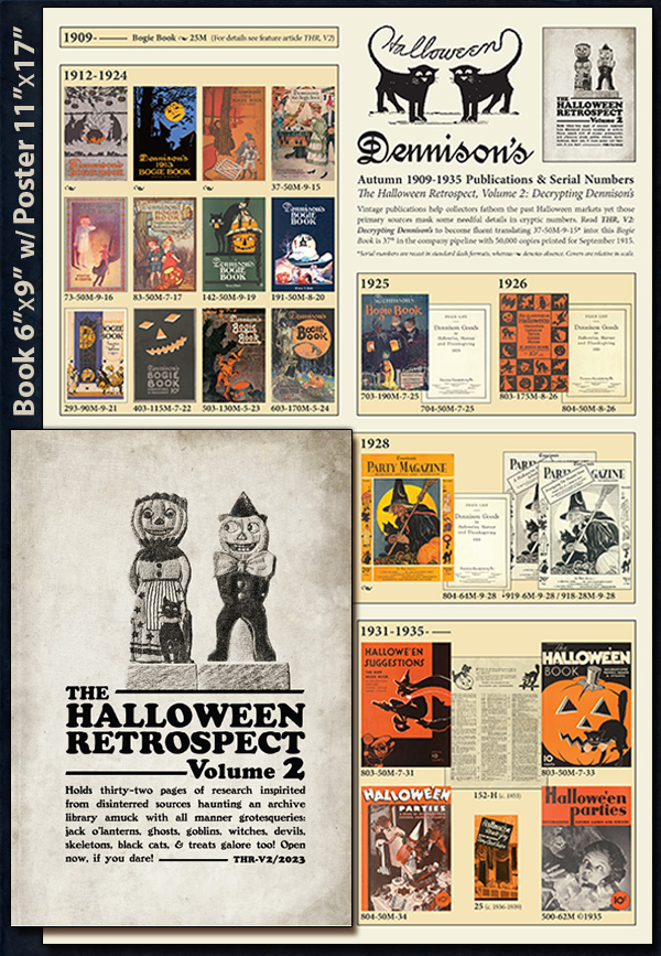Dennison vintage Halloween publications is featured on this 11x17 fold-out poster that comes with official copies of The Halloween Retrospect, Volume 2.