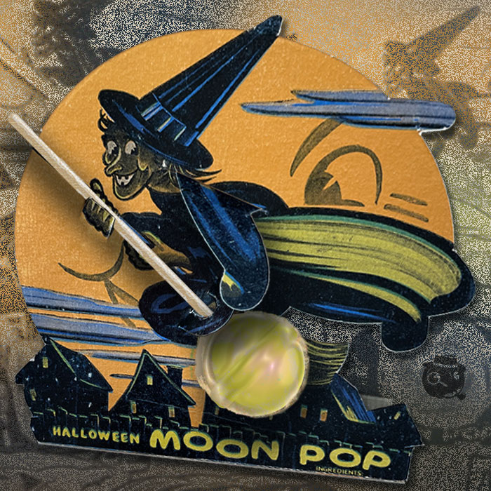 E. Rosen Company Moon Pop vintage Halloween collectible recreated here based on an illustration from Sears 1950 fall catalog referenced in The Halloween Retrospect, Volume 2.