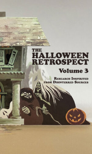 New reference 3rd book in vintage Halloween collectibles series by collector, archivist, and librarian at The Halloween Retrospect features Gibson (on cover) Hallmark (haunted houses poster) and fun crossword.