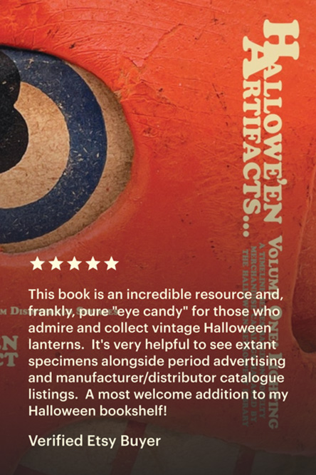 Customer purchase review of book on vintage Halloween collectibles from THR archive library publications - Halloween Artifacts, Volume 1: Lighting featuring lanterns, pumpkins, shades, glow-in-dark diecuts, and more. 