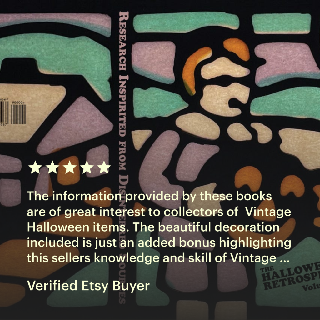 Great reviews for the research work on sale from etsy bookstore of The Halloween Retrospect, Volume 4 featuring old illustrations, art, and vintage Halloween collectibles decor including new works like a crossword by author and decor by Bindlegrim.